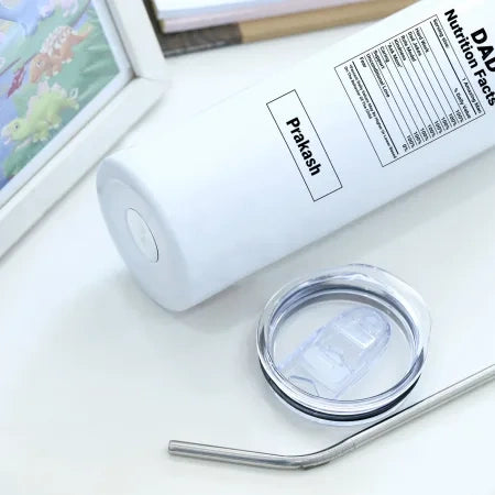 Fathers Day Personalized Dad Nutrition Facts Tumbler